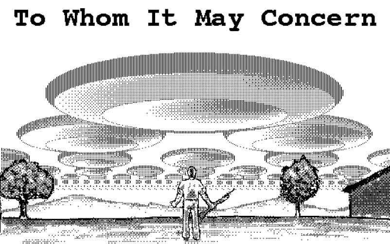 Image of a badly out-gunned human being watching a fleet of flying saucers pass overhead